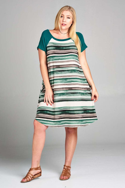 Ombre Colored Striped Tunic Dress