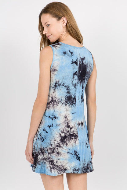 Tie Dye Swing Dress with Pocket