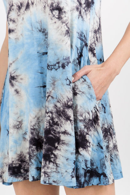 Tie Dye Swing Dress with Pocket